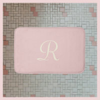 Pale Rose Monogramme Plush Bain Mat