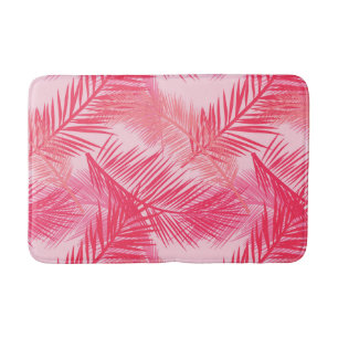 Tapis De Bain Palm Leaf Print, Coral, Peach et Pastel Pink