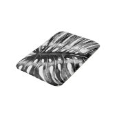 Tapis De Bain Palmette noire et blanche de monstera tropicale (Angle)