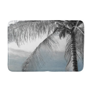 Tapis De Bain Palmier blanc élégant Paradis de la plage