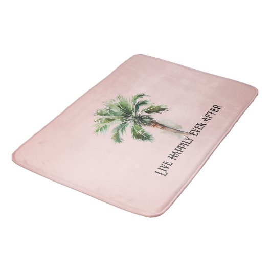 Tapis De Bain Palmier Tropical Rose-Brut (Angle)