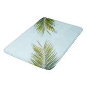 Tapis De Bain Palmier Vert Tropical sur Fond Bleu Clair (Angle)