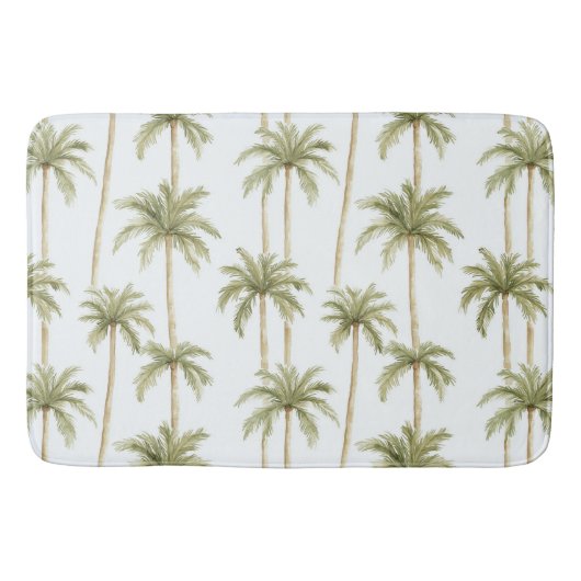 Tapis De Bain Palmiers blancs verts tropicaux (Devant)