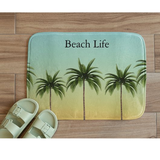 Tapis De Bain Palmiers en rang, vie sur la plage