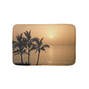 Tapis De Bain Palmiers et coucher du soleil romantique