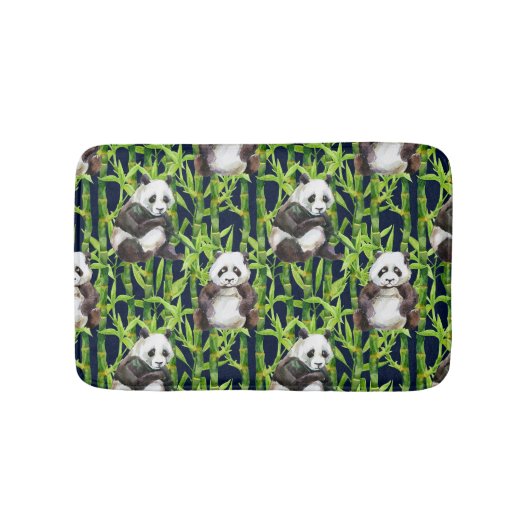 Tapis De Bain Panda avec le motif en bambou d'aquarelle (Devant)