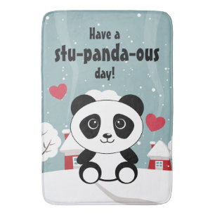 Tapis De Bain Panda Bébé Cute En Hiver Gris Neige