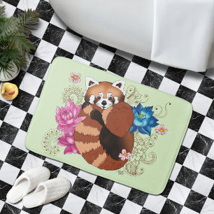 Tapis De Bain Panda Rouge Lotus Fleurs Henné