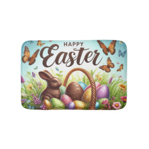 Tapis De Bain Panier de Pâques coloré, Joyeux avec oeufs