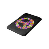 Tapis De Bain Panneau de paix Floral sur noir (Angle)