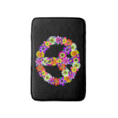 Tapis De Bain Panneau de paix Floral sur noir (Devant (Vertical))