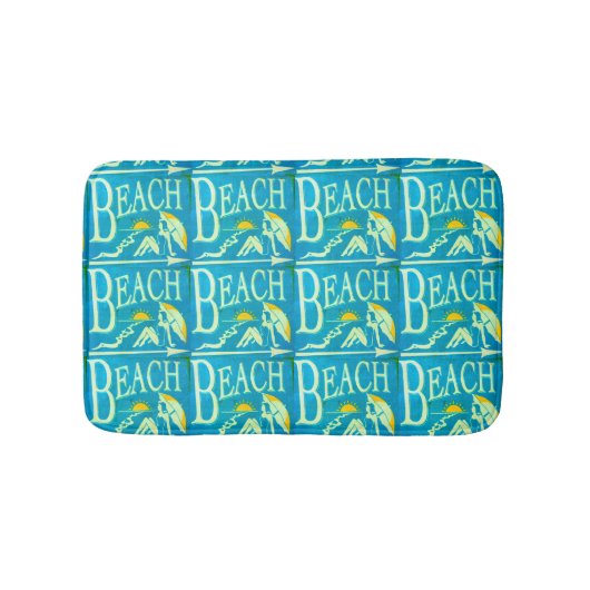 Tapis De Bain panneau de plage bleu (Devant)