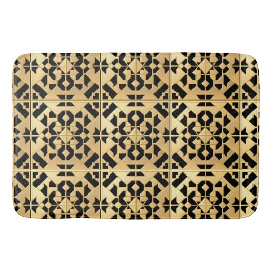 Tapis De Bain Panneau doré géométrique (Devant)