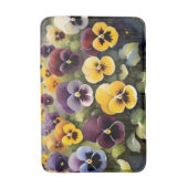 Tapis De Bain Pansies jaunes et violets aquarelle (Devant (Vertical))