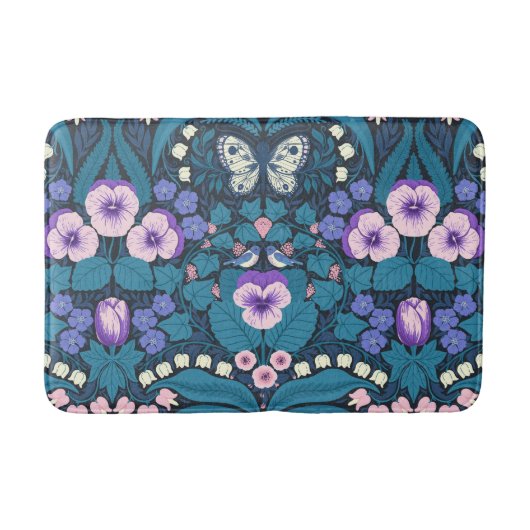 Tapis De Bain Pansies, oiseaux et papillons (Devant)
