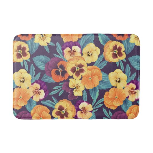 Tapis De Bain Pansies sur violet de prune (Devant)