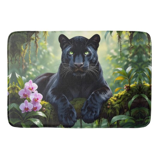 Tapis De Bain Panthère noire dans la jungle (Devant)