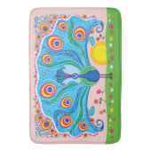 Tapis De Bain Paon avec des fleurs (devant Vertical)
