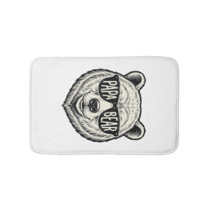 Tapis De Bain Papa ours Lunettes de soleil Ours Tête Vector Desi