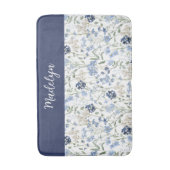 Tapis De Bain Papier Aquarelle Fleur Sauvage Monogramme Nom (Devant (Vertical))