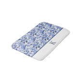 Tapis De Bain Papier Chinoiserie Monogramme Oiseau Bleu (Angle)