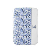 Tapis De Bain Papier Chinoiserie Monogramme Oiseau Bleu (Devant (Vertical))