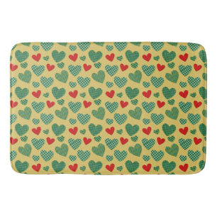 Tapis De Bain Papier de papier de fond Red & Green Hearts