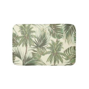Tapis De Bain Papier peint de palmes Vintages Feuilles tropicale