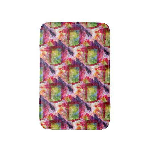 Tapis De Bain Papier peint vert et rouge abstrait (Devant (Vertical))