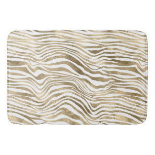 Tapis De Bain Papier Zèbre blanc or  