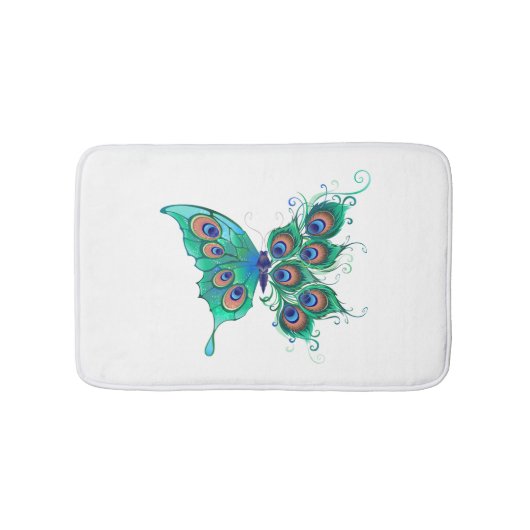 Tapis De Bain Papillon aux plumes de paon vert (Devant)