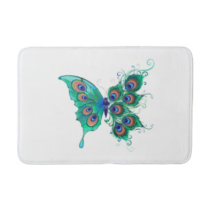 Tapis De Bain Papillon aux plumes de paon vert