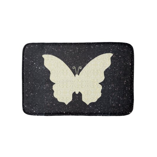 Tapis De Bain Papillon blanc dentelle sur la Parties scintillant (Devant)
