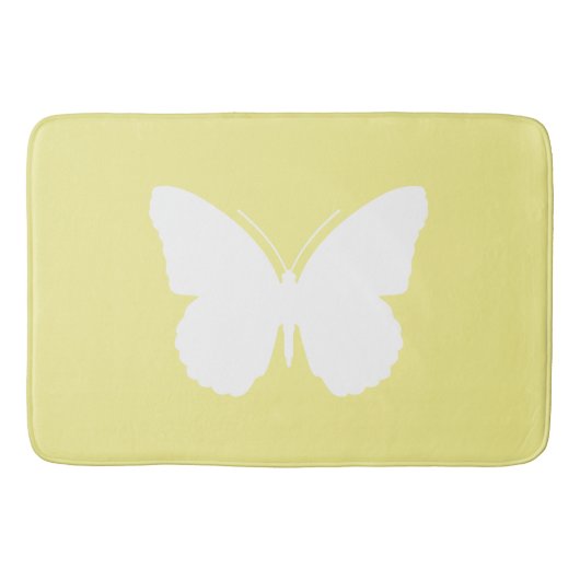 Tapis De Bain Papillon blanc sur le jaune de beurre (Devant)