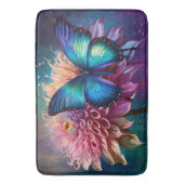Tapis De Bain Papillon bleu et Dahlia (devant Vertical)