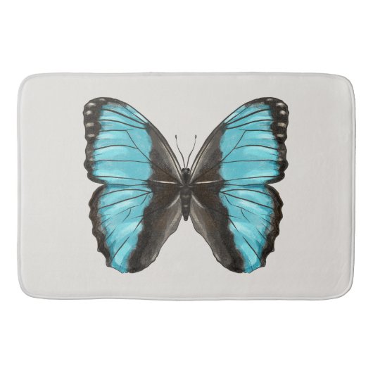 Tapis De Bain Papillon bleu Insect Art Amour de la nature (Devant)