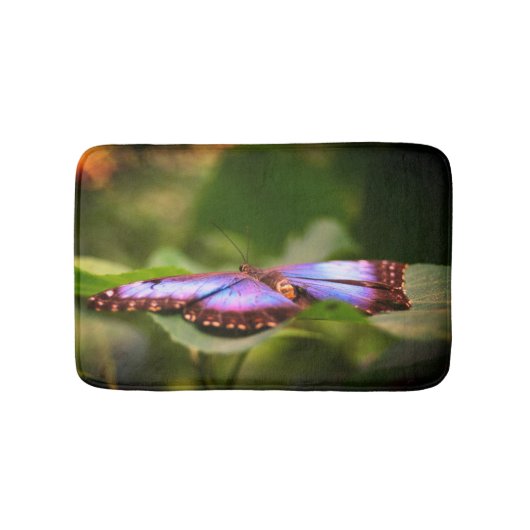 Tapis De Bain Papillon Bleu Nature Gros plan  (Devant)