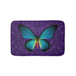 Tapis De Bain Papillon Bleu Sur Mat Bain À Parties scintillant V