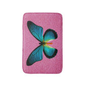 Tapis De Bain Papillon Bleu Sur Parties scintillant Rose Mat (Devant (Vertical))