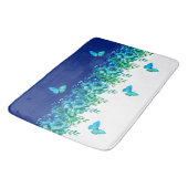 Tapis de bain papillon botanique bleu (Angle)
