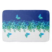 Tapis de bain papillon botanique bleu (Devant)