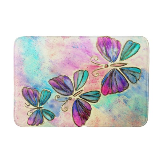 Tapis de bain papillon coloré (Devant)