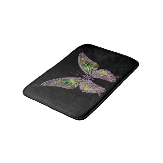 Tapis de bain papillon coloré (Angle)
