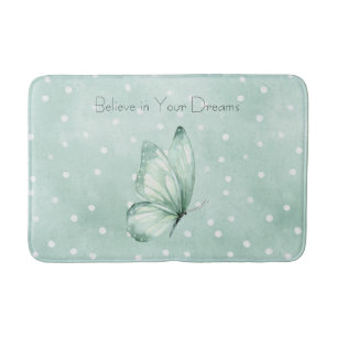 Tapis De Bain Papillon Croire Points Blancs Menthe