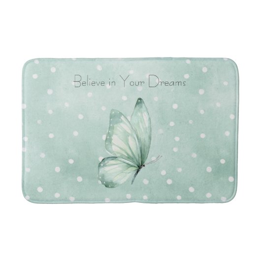 Tapis De Bain Papillon Croire Points Blancs Menthe (Devant)