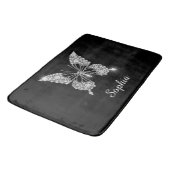 Tapis De Bain Papillon Diamant Blanc, Nom de Script, Noir (Angle)