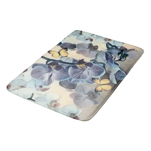 Tapis De Bain Papillon jaune orchidée violet (Angle)