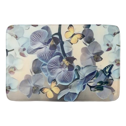 Tapis De Bain Papillon jaune orchidée violet (Devant)