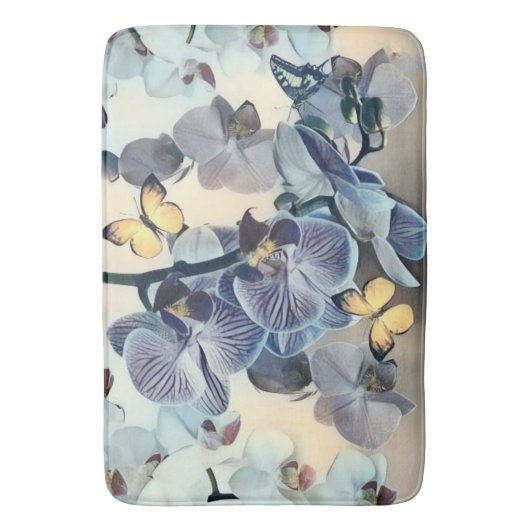 Tapis De Bain Papillon jaune orchidée violet (devant Vertical)