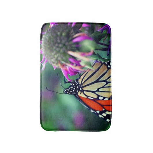 Tapis De Bain Papillon Monarque En Fleur Fermer (Devant (Vertical))